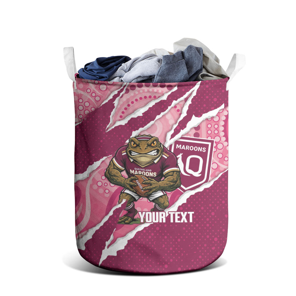 QLD Maroons Rugby Custom Laundry Basket Go Cane Toads Sporty Aboriginal Art