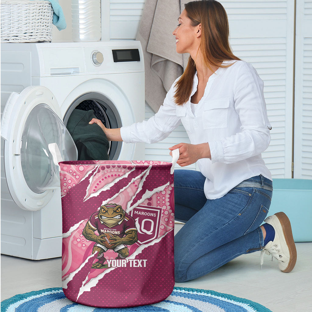 QLD Maroons Rugby Custom Laundry Basket Go Cane Toads Sporty Aboriginal Art