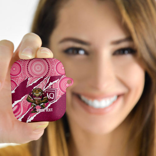 QLD Maroons Rugby Custom AirPods Case Go Cane Toads Sporty Aboriginal Art
