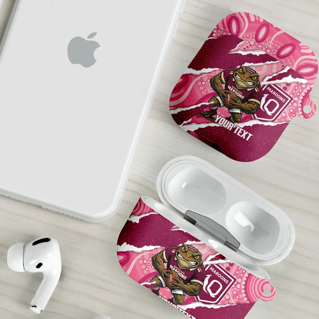 QLD Maroons Rugby Custom AirPods Case Go Cane Toads Sporty Aboriginal Art
