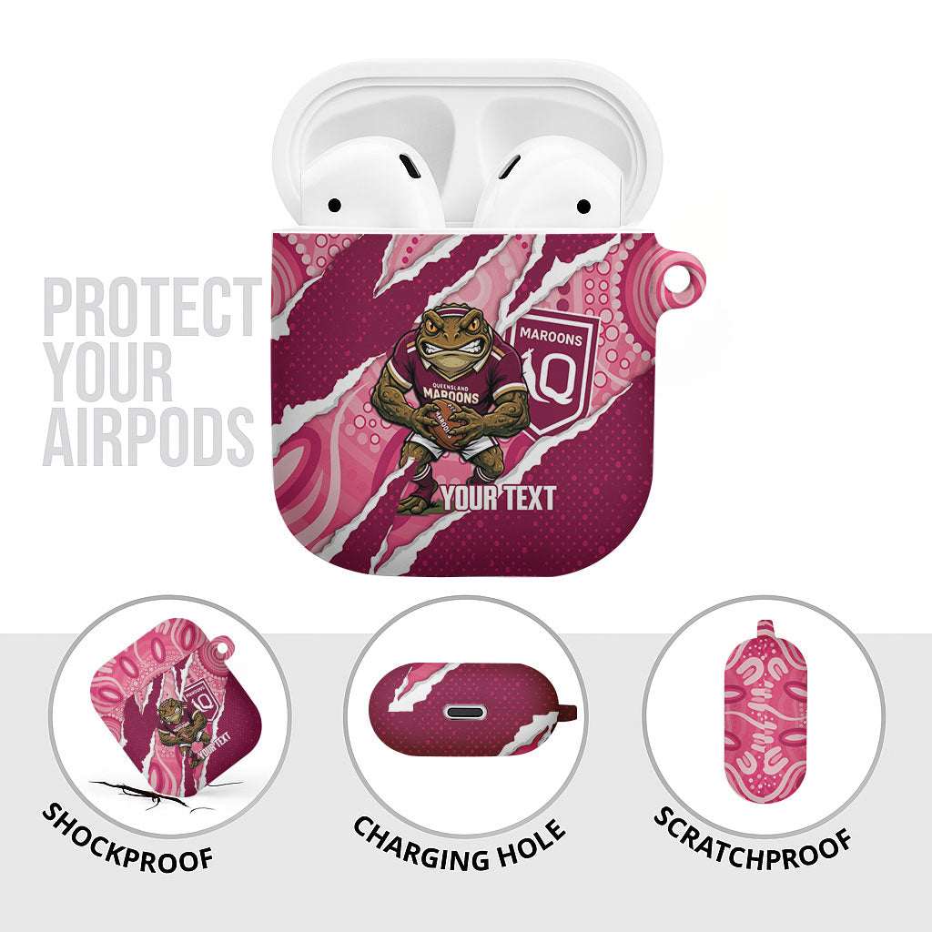 QLD Maroons Rugby Custom AirPods Case Go Cane Toads Sporty Aboriginal Art
