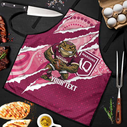 QLD Maroons Rugby Custom Apron Go Cane Toads Sporty Aboriginal Art