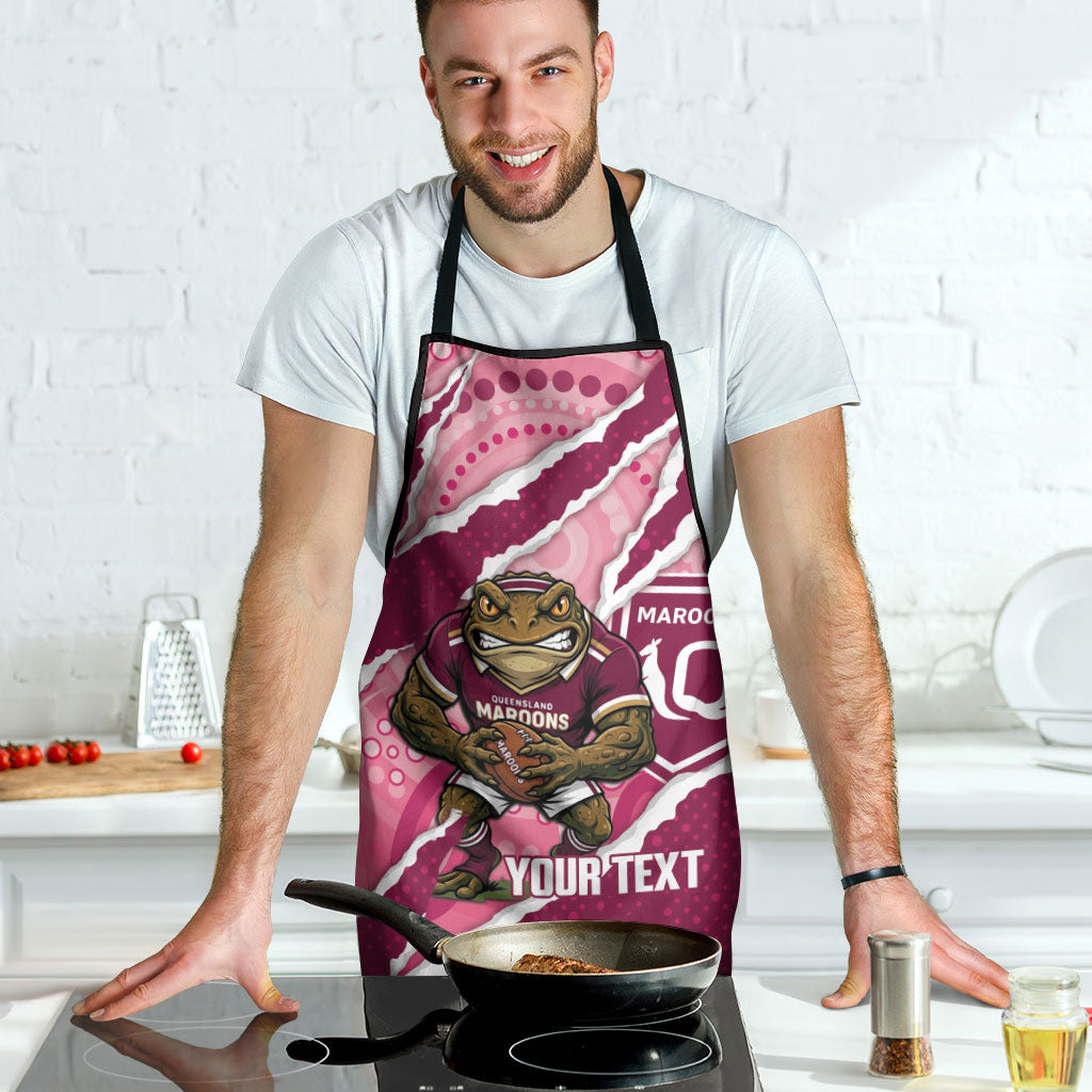 QLD Maroons Rugby Custom Apron Go Cane Toads Sporty Aboriginal Art
