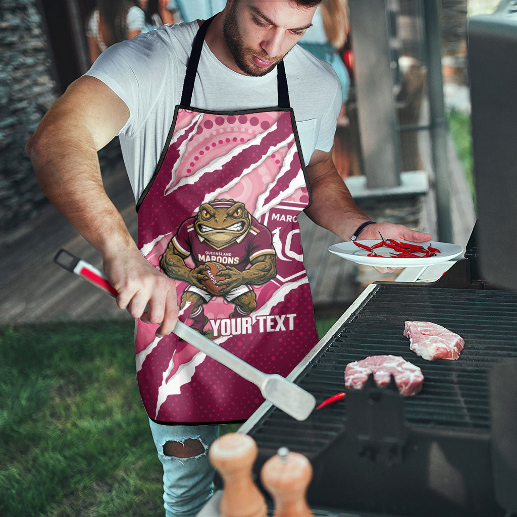 QLD Maroons Rugby Custom Apron Go Cane Toads Sporty Aboriginal Art