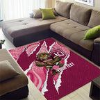 QLD Maroons Rugby Custom Area Rug Go Cane Toads Sporty Aboriginal Art