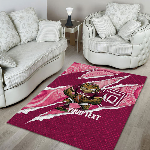 QLD Maroons Rugby Custom Area Rug Go Cane Toads Sporty Aboriginal Art