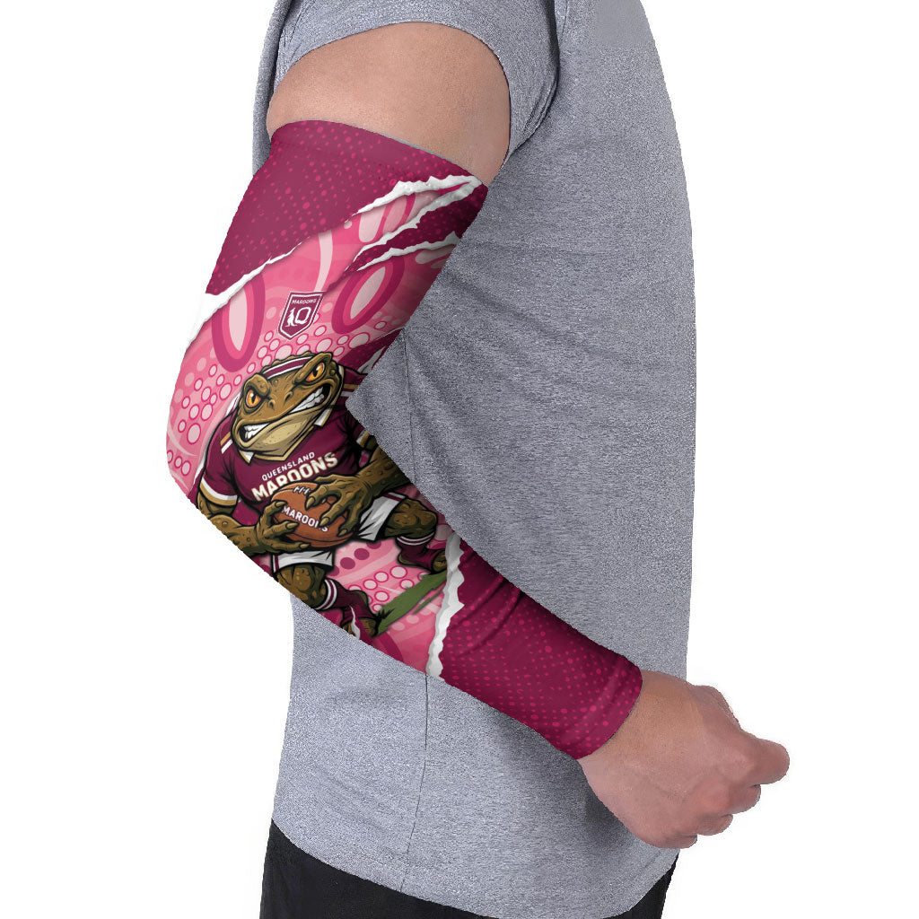 QLD Maroons Rugby Custom Arm Sleeves Go Cane Toads Sporty Aboriginal Art