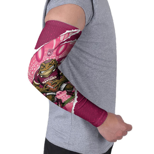 QLD Maroons Rugby Custom Arm Sleeves Go Cane Toads Sporty Aboriginal Art