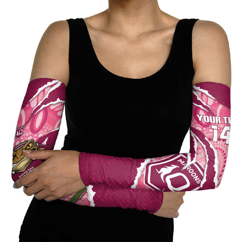 QLD Maroons Rugby Custom Arm Sleeves Go Cane Toads Sporty Aboriginal Art