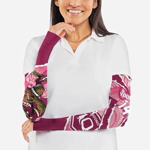 QLD Maroons Rugby Custom Arm Sleeves Go Cane Toads Sporty Aboriginal Art