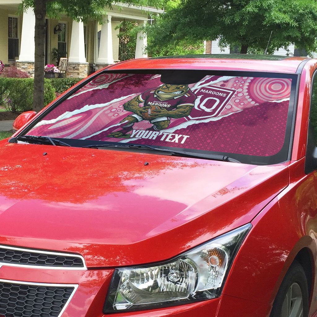 QLD Maroons Rugby Custom Auto Sun Shade Go Cane Toads Sporty Aboriginal Art