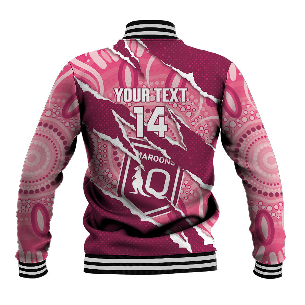 QLD Maroons Rugby Custom Baseball Jacket Go Cane Toads Sporty Aboriginal Art