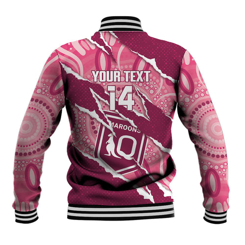QLD Maroons Rugby Custom Baseball Jacket Go Cane Toads Sporty Aboriginal Art