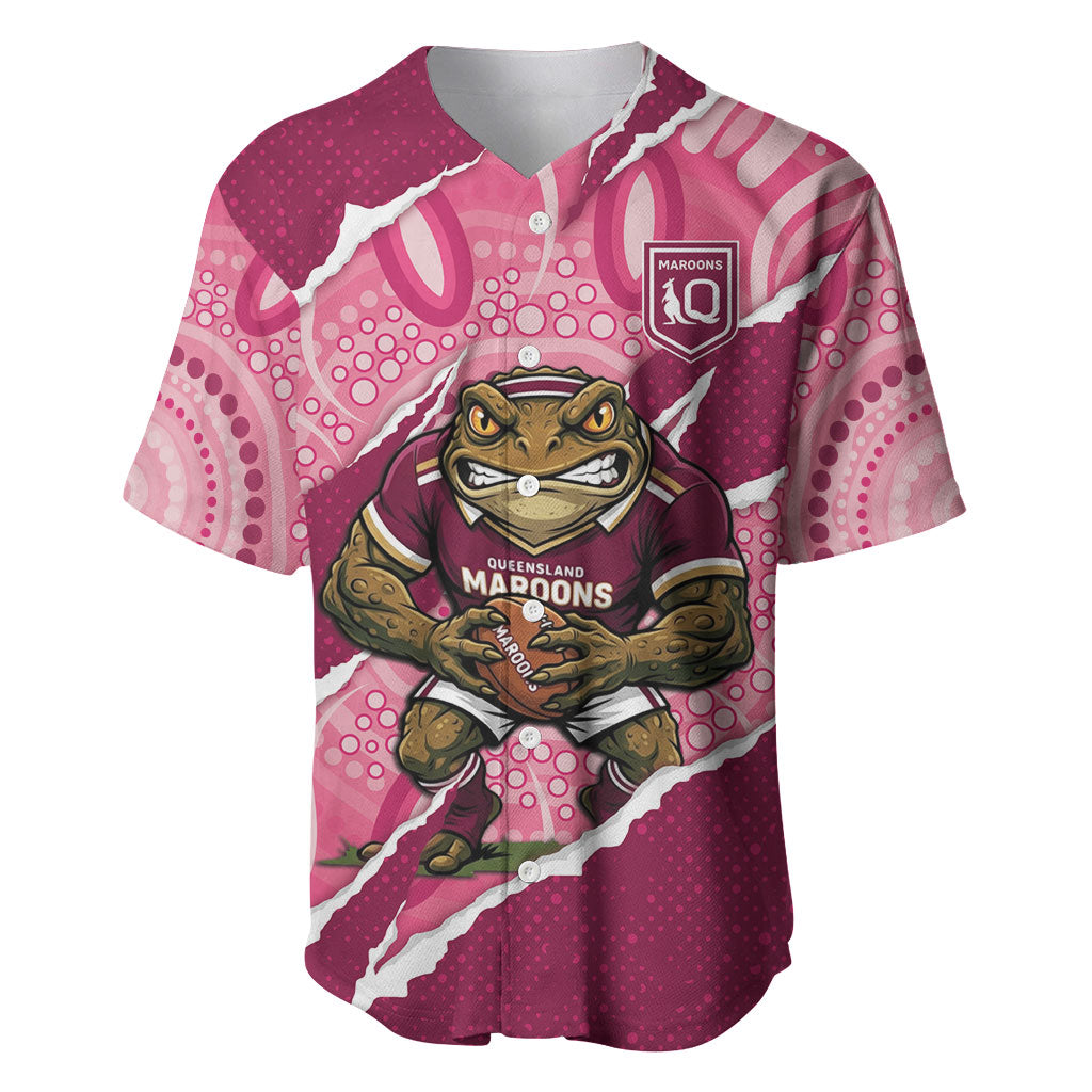 QLD Maroons Rugby Custom Baseball Jersey Go Cane Toads Sporty Aboriginal Art
