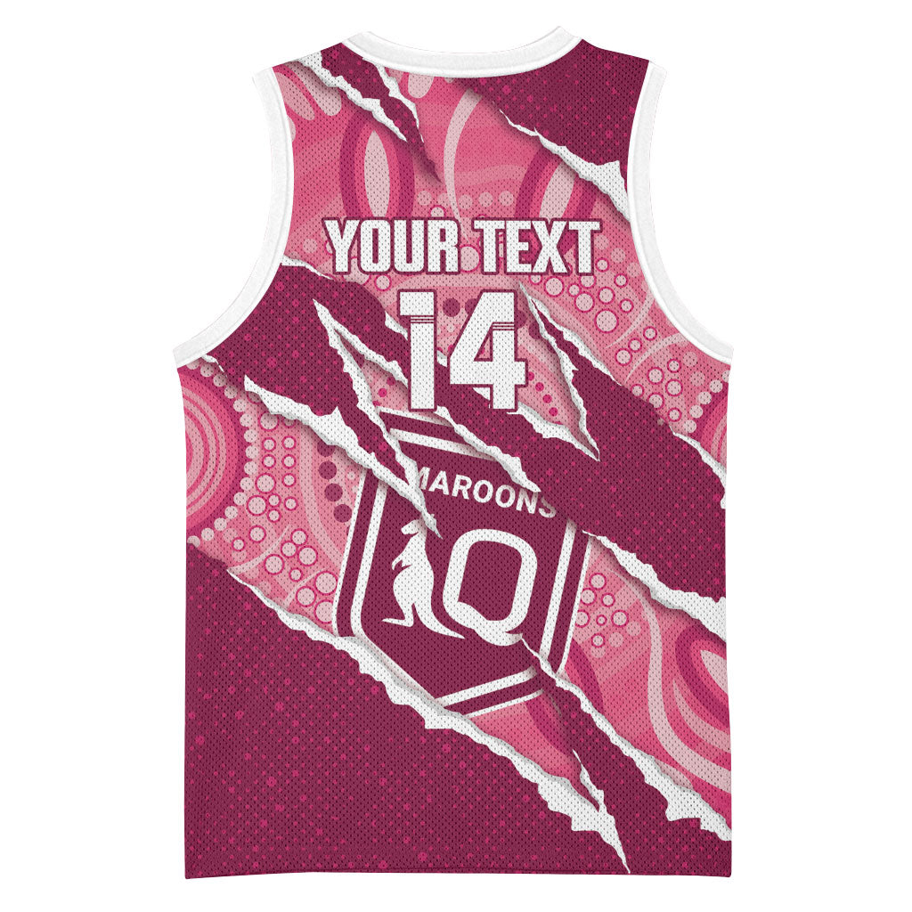 QLD Maroons Rugby Custom Basketball Jersey Go Cane Toads Sporty Aboriginal Art