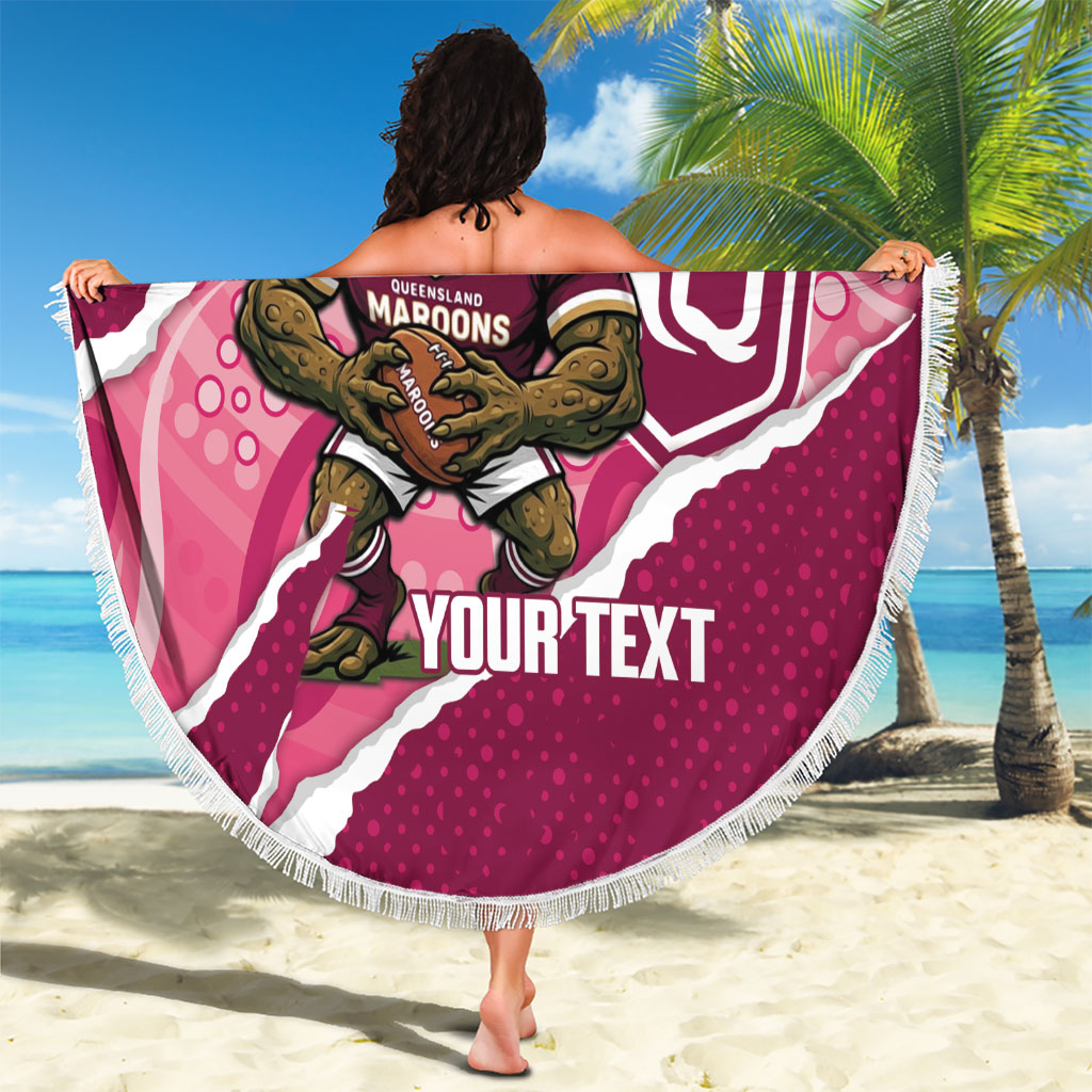QLD Maroons Rugby Custom Beach Blanket Go Cane Toads Sporty Aboriginal Art