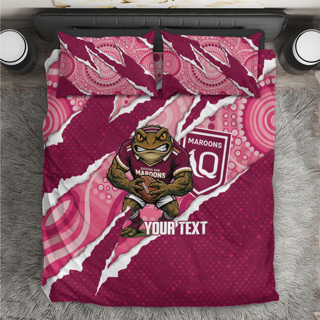 QLD Maroons Rugby Custom Bedding Set Go Cane Toads Sporty Aboriginal Art