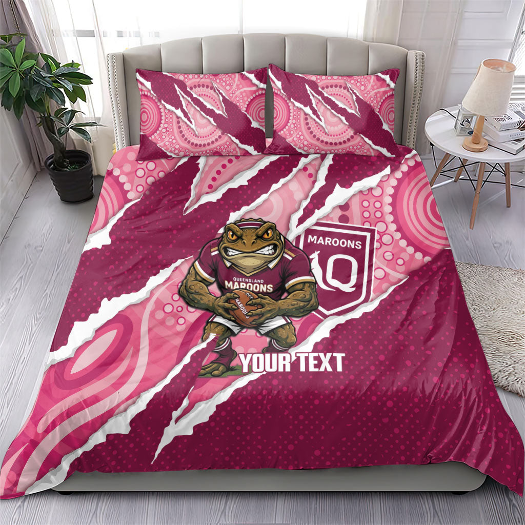 QLD Maroons Rugby Custom Bedding Set Go Cane Toads Sporty Aboriginal Art