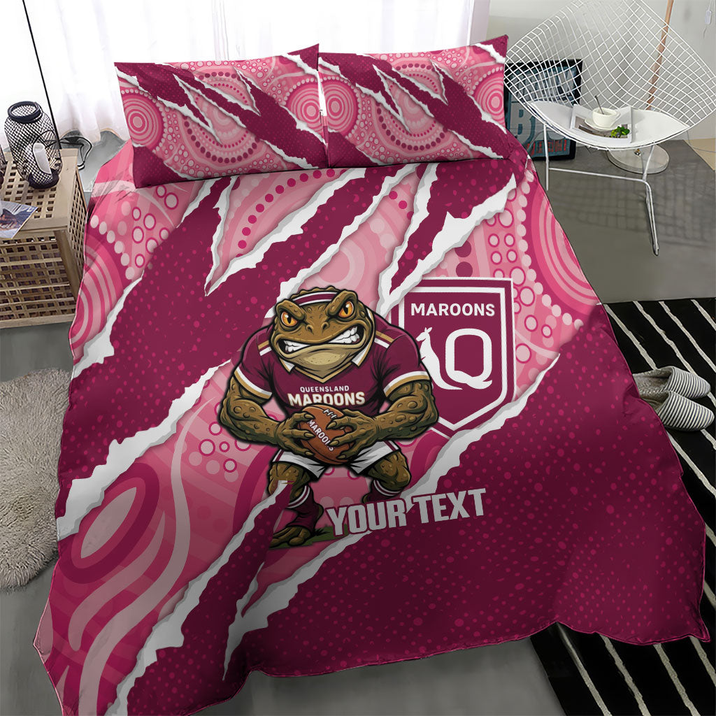 QLD Maroons Rugby Custom Bedding Set Go Cane Toads Sporty Aboriginal Art