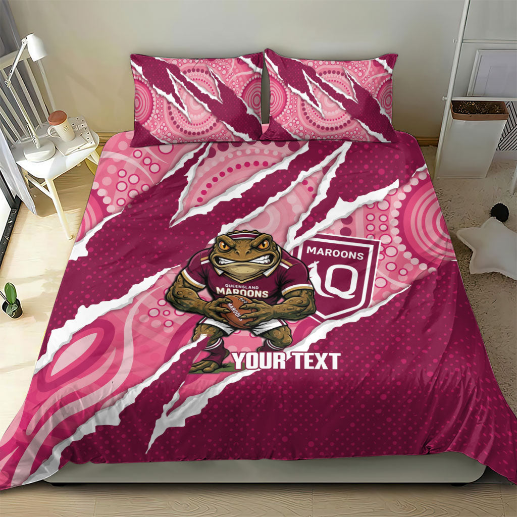 QLD Maroons Rugby Custom Bedding Set Go Cane Toads Sporty Aboriginal Art