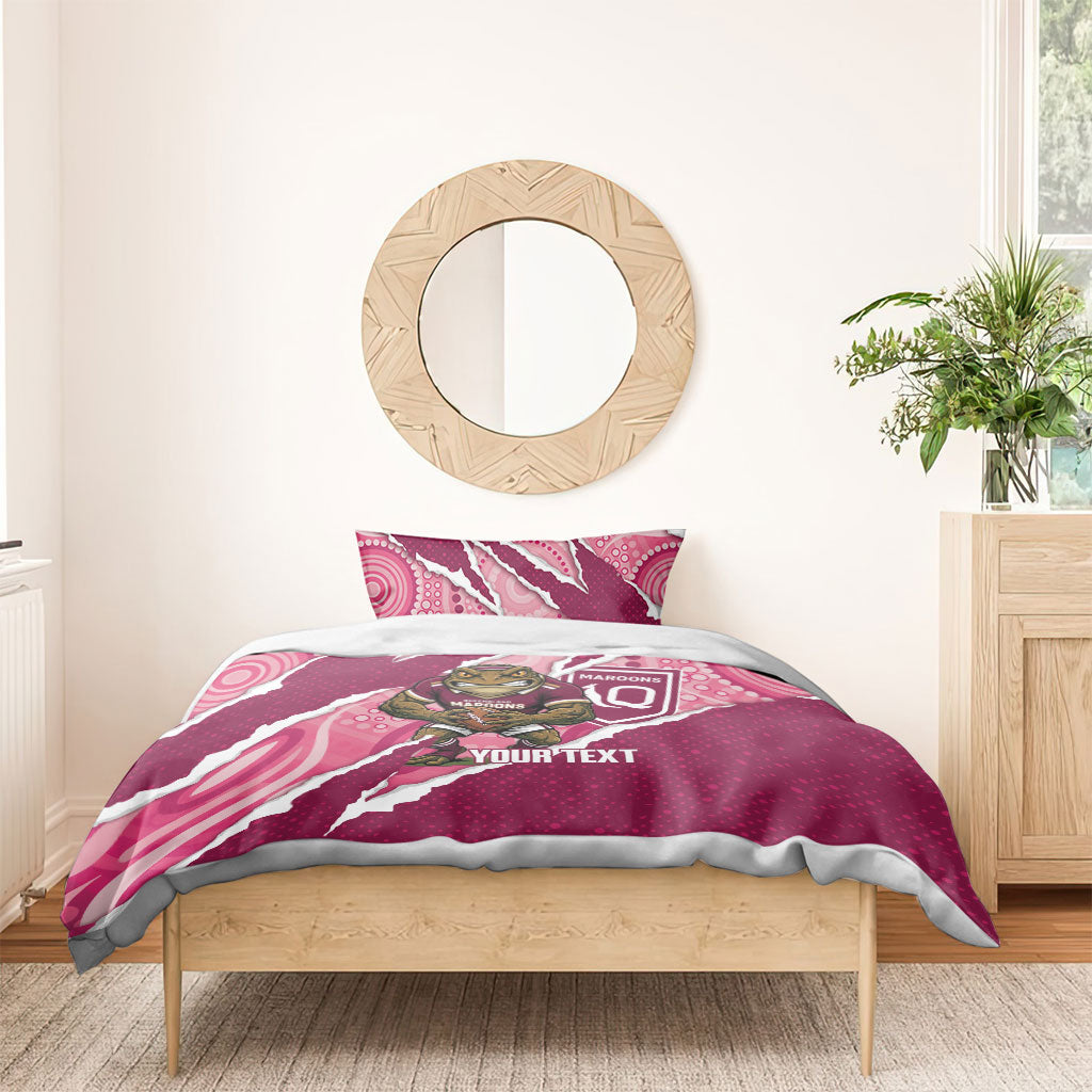 QLD Maroons Rugby Custom Bedding Set Go Cane Toads Sporty Aboriginal Art