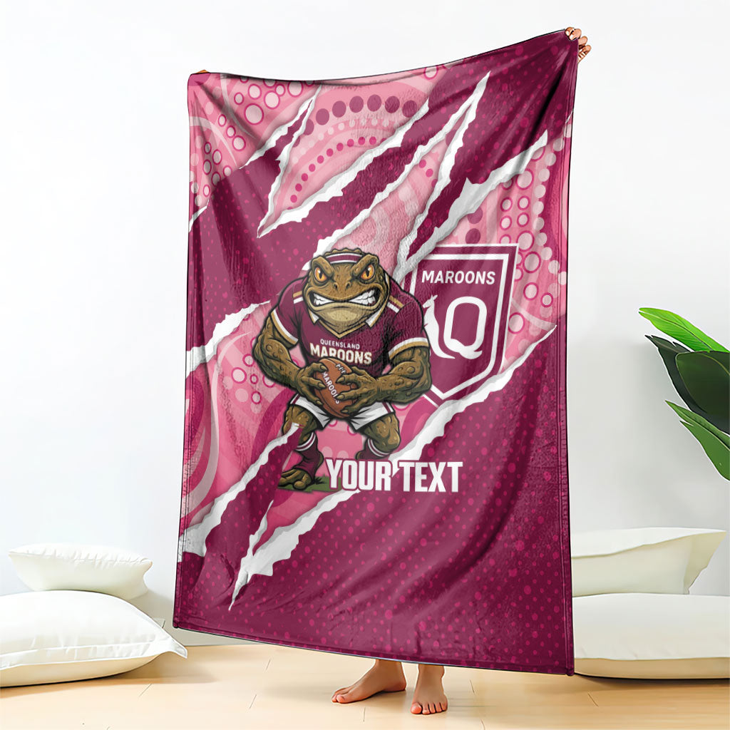 QLD Maroons Rugby Custom Blanket Go Cane Toads Sporty Aboriginal Art