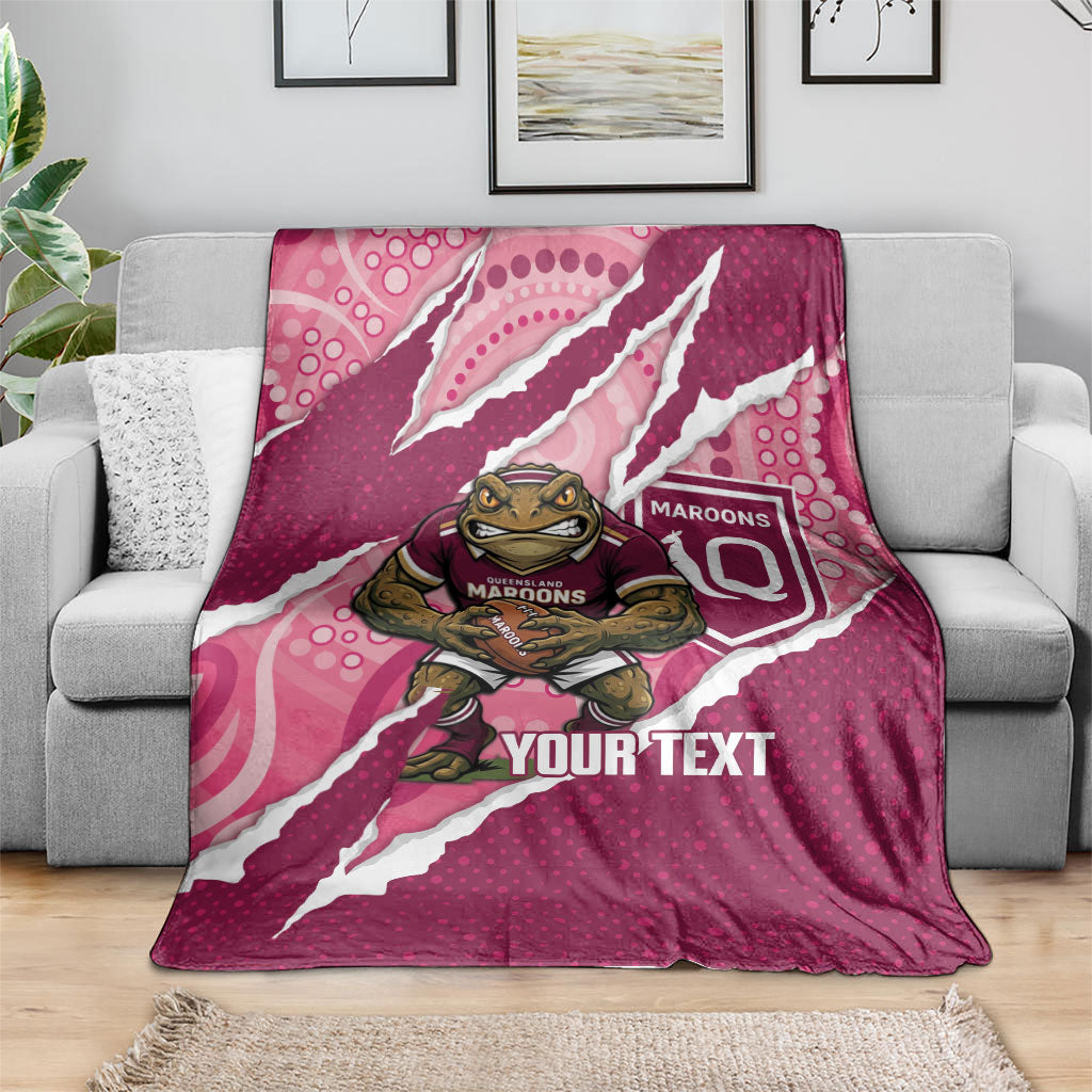 QLD Maroons Rugby Custom Blanket Go Cane Toads Sporty Aboriginal Art