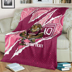 QLD Maroons Rugby Custom Blanket Go Cane Toads Sporty Aboriginal Art