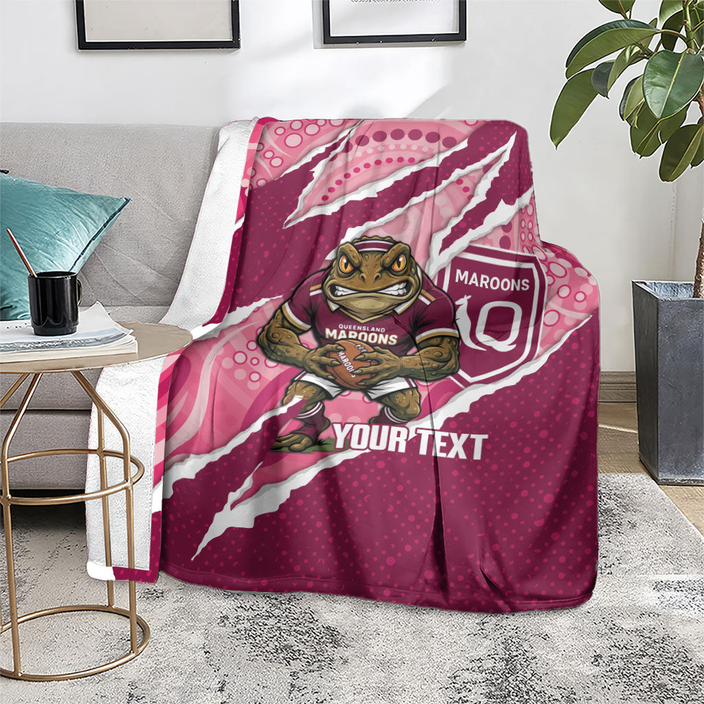 QLD Maroons Rugby Custom Blanket Go Cane Toads Sporty Aboriginal Art