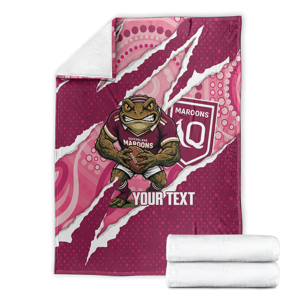 QLD Maroons Rugby Custom Blanket Go Cane Toads Sporty Aboriginal Art