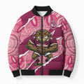 QLD Maroons Rugby Custom Bomber Puffer Jacket Go Cane Toads Sporty Aboriginal Art