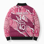 QLD Maroons Rugby Custom Bomber Puffer Jacket Go Cane Toads Sporty Aboriginal Art