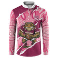 QLD Maroons Rugby Custom Button Sweatshirt Go Cane Toads Sporty Aboriginal Art