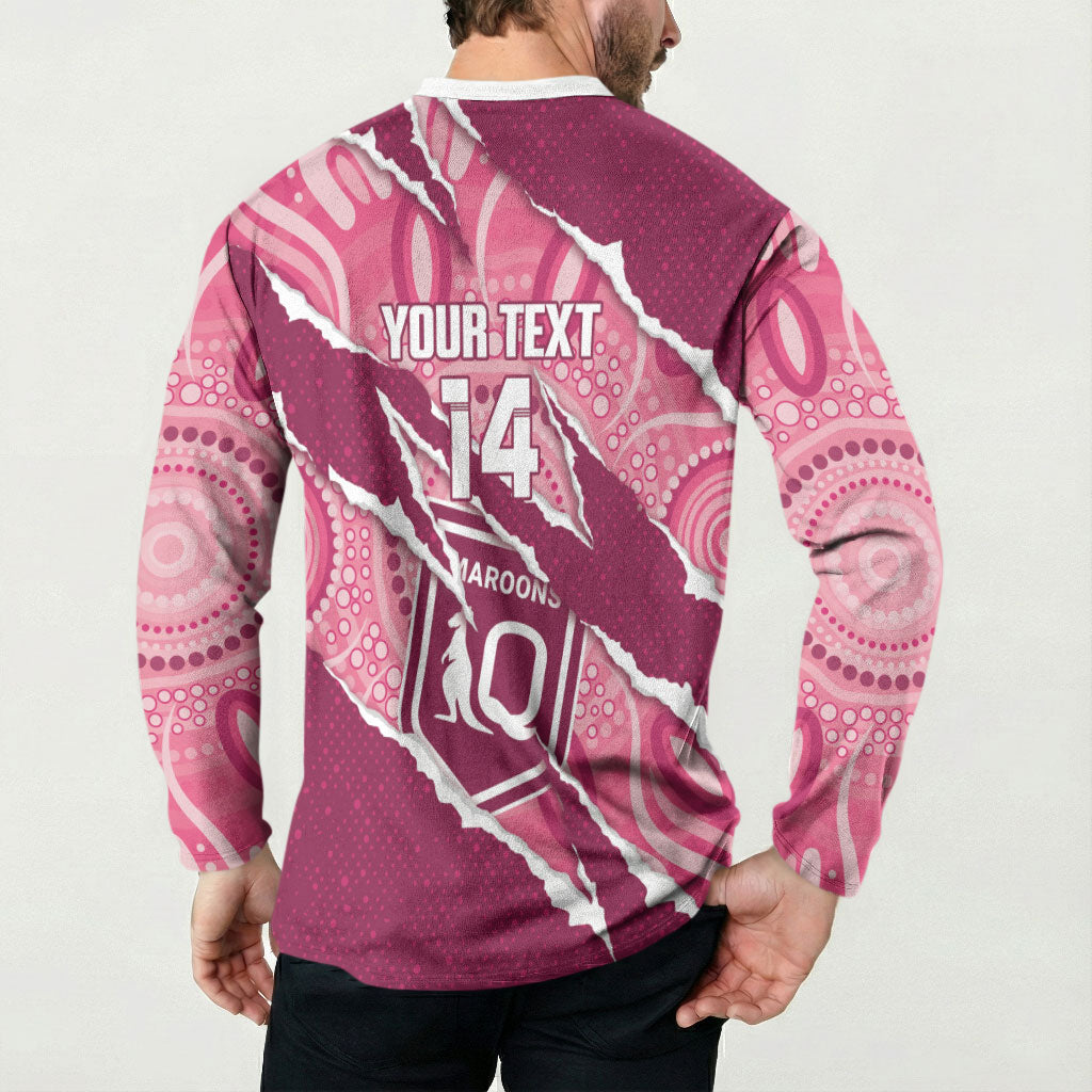 QLD Maroons Rugby Custom Button Sweatshirt Go Cane Toads Sporty Aboriginal Art