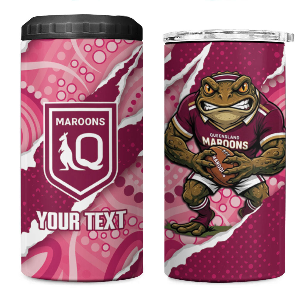 QLD Maroons Rugby Custom 4 in 1 Can Cooler Tumbler Go Cane Toads Sporty Aboriginal Art