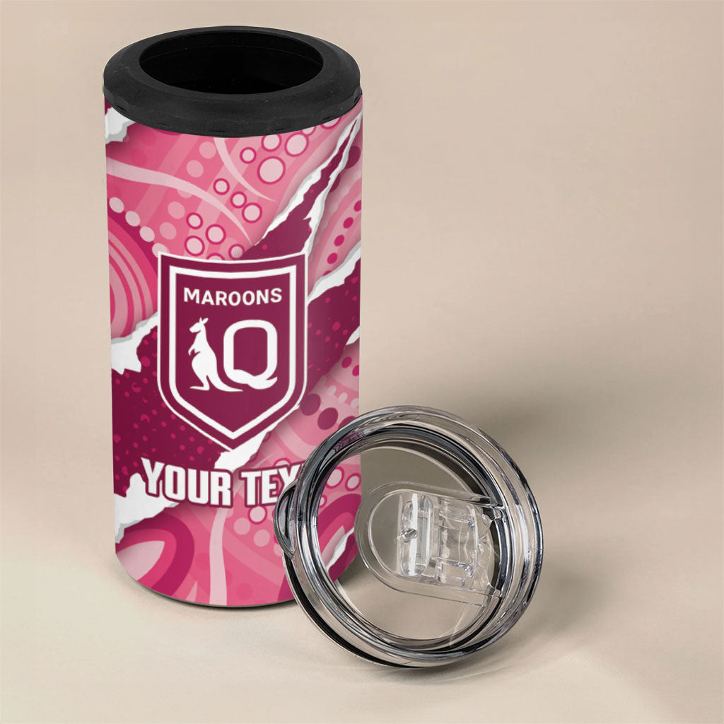 QLD Maroons Rugby Custom 4 in 1 Can Cooler Tumbler Go Cane Toads Sporty Aboriginal Art