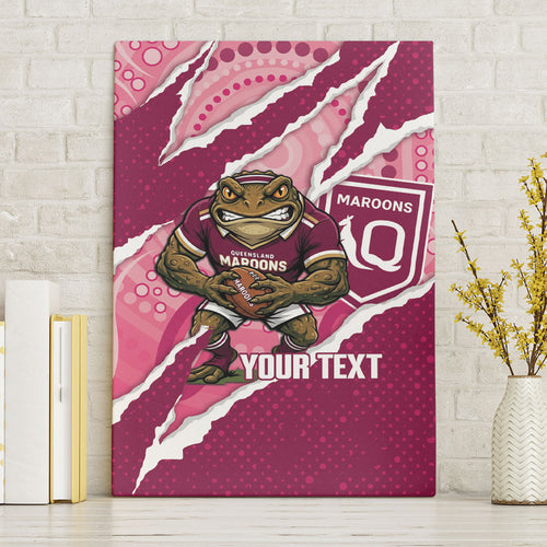 QLD Maroons Rugby Custom Canvas Wall Art Go Cane Toads Sporty Aboriginal Art