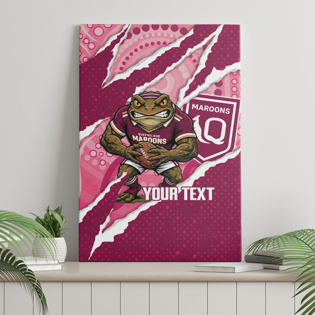 QLD Maroons Rugby Custom Canvas Wall Art Go Cane Toads Sporty Aboriginal Art