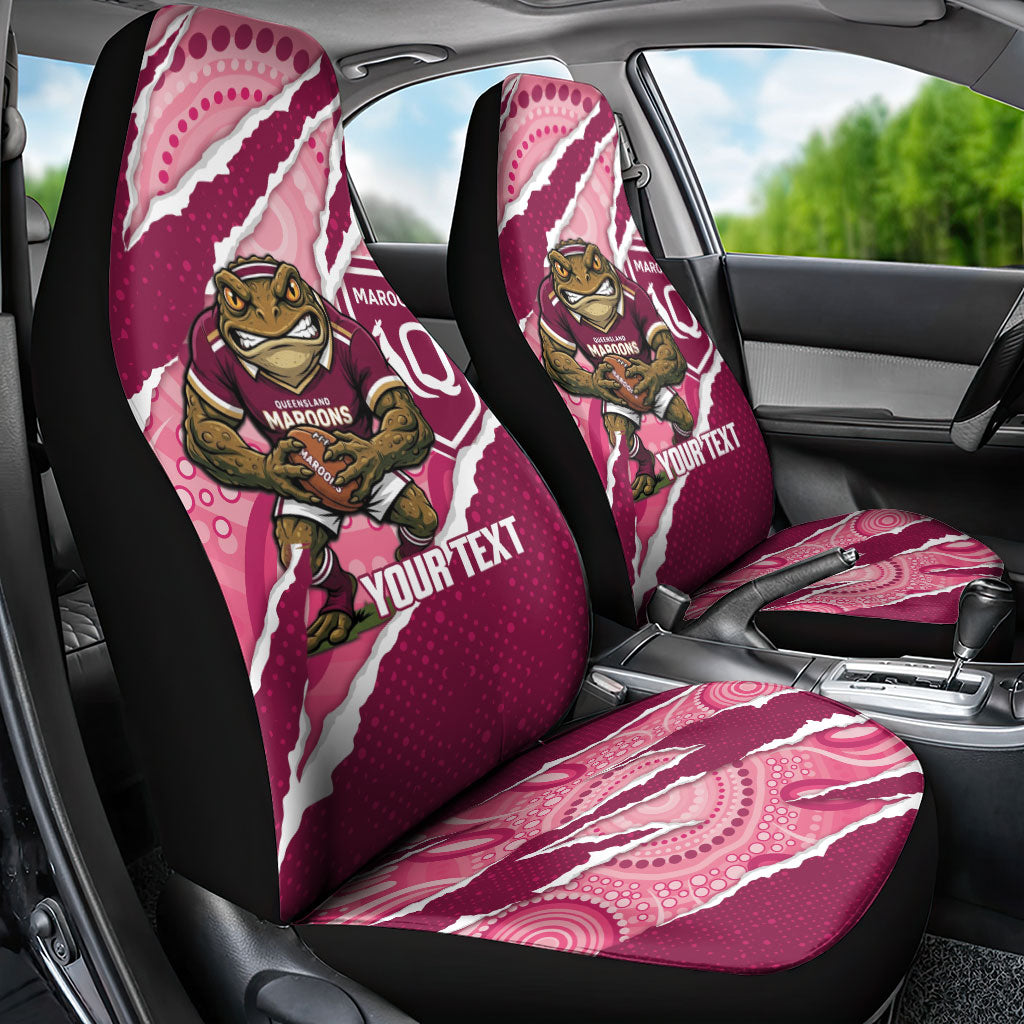 QLD Maroons Rugby Custom Car Seat Cover Go Cane Toads Sporty Aboriginal Art