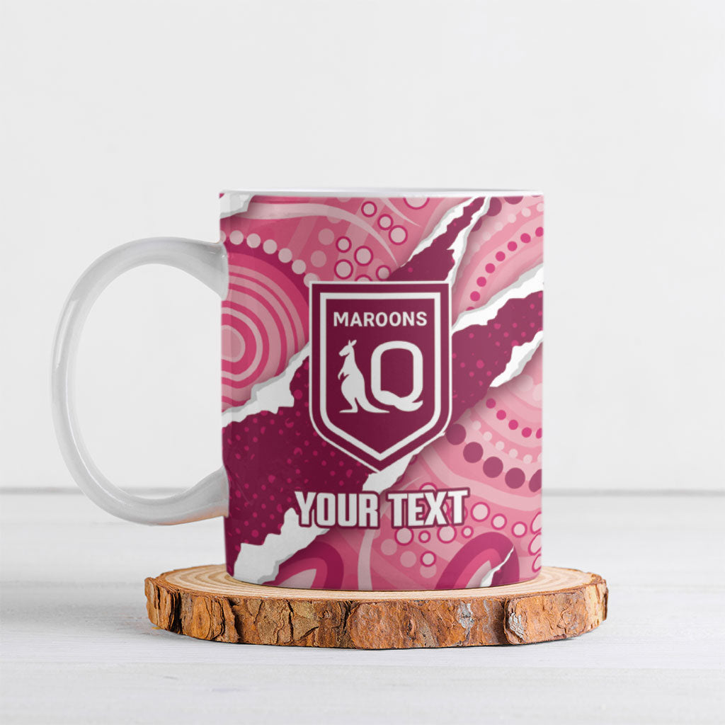 QLD Maroons Rugby Custom Ceramic Mug Go Cane Toads Sporty Aboriginal Art