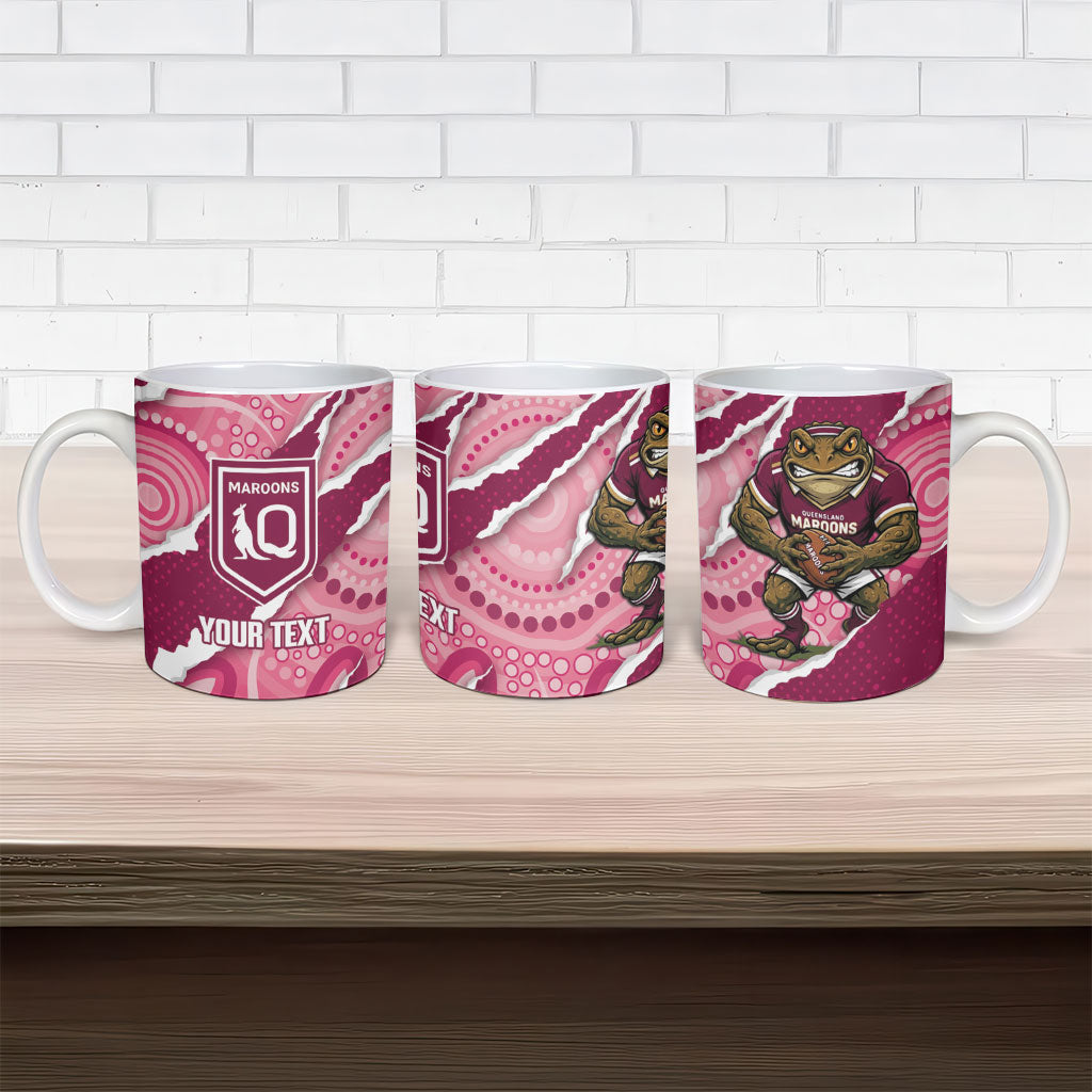 QLD Maroons Rugby Custom Ceramic Mug Go Cane Toads Sporty Aboriginal Art