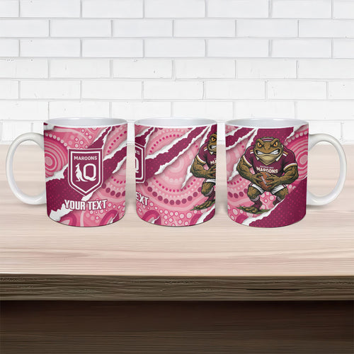 QLD Maroons Rugby Custom Ceramic Mug Go Cane Toads Sporty Aboriginal Art