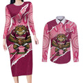 QLD Maroons Rugby Custom Couples Matching Long Sleeve Bodycon Dress and Long Sleeve Button Shirt Go Cane Toads Sporty Aboriginal Art