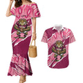 QLD Maroons Rugby Custom Couples Matching Mermaid Dress and Hawaiian Shirt Go Cane Toads Sporty Aboriginal Art