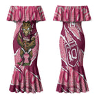 QLD Maroons Rugby Custom Couples Matching Mermaid Dress and Hawaiian Shirt Go Cane Toads Sporty Aboriginal Art LT14