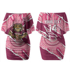 QLD Maroons Rugby Custom Couples Matching Off Shoulder Short Dress and Long Sleeve Button Shirt Go Cane Toads Sporty Aboriginal Art LT14