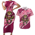 QLD Maroons Rugby Custom Couples Matching Short Sleeve Bodycon Dress and Hawaiian Shirt Go Cane Toads Sporty Aboriginal Art