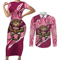 QLD Maroons Rugby Custom Couples Matching Short Sleeve Bodycon Dress and Long Sleeve Button Shirt Go Cane Toads Sporty Aboriginal Art
