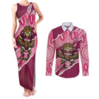 QLD Maroons Rugby Custom Couples Matching Tank Maxi Dress and Long Sleeve Button Shirt Go Cane Toads Sporty Aboriginal Art