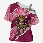 QLD Maroons Rugby Custom Cross Shoulder Shirt Go Cane Toads Sporty Aboriginal Art